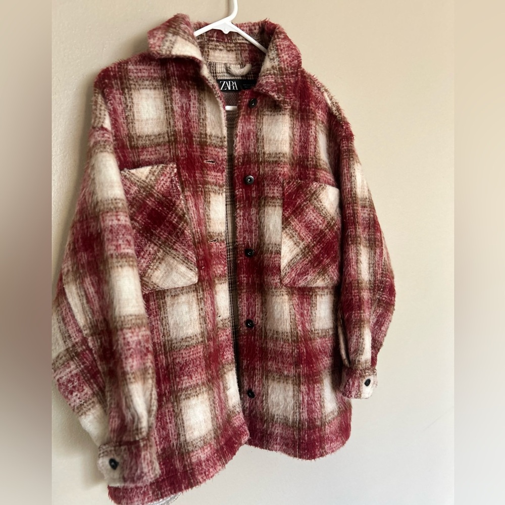 Zara Red and White Plaid shacket